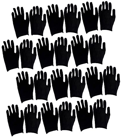 HOUDERCO 12 Paare Baumwollhandschuhe Arbeitshandschuhe Schutzhandschuhe Schwarz Dünn Komfortabel Langlebig für Garten Bau Industrie Arbeitsschutz