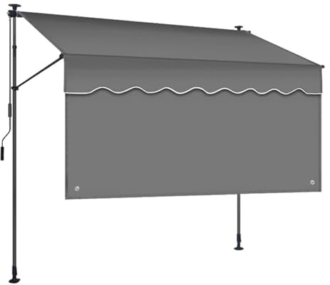 Verstellbarer Balkon-Sonnenschutz für den Außenbereich, UV-beständig, Teleskop-Sichtschutz, ohne Bohren, Grau und Weiß, perfekt für Terrassen, Decks und Gärten, 2,5 m Größe