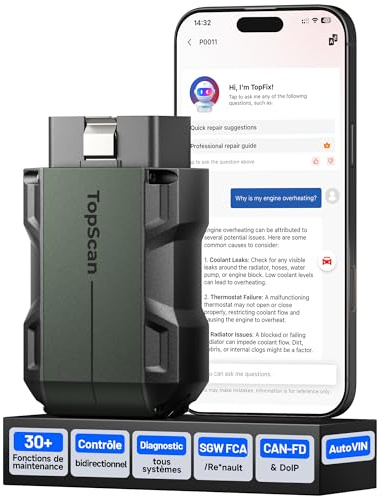 TOPDON TopScan Master OBD2 Diagnosegerät Bluetooth, Bidirektionale/Aktiver Test, Wireless Alle Systeme für iOS & Android, 30+ Reset-Diensten, CAN-FD&DoIP, FCA/Nissan/Renault SGW, KI-Unterstützung
