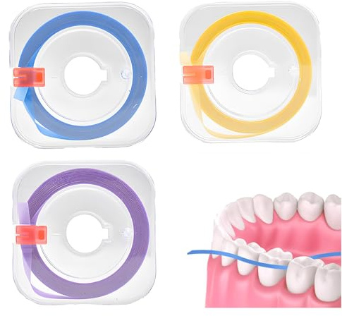 3 Bände Zahn Schleifpapier Zahnzwischenräume,Bunt Zahnschleifpapier（Blau, Lila und Gelb）,Zahnschleifpapier für Zwischenräume,Zahn Polierstreifen,Dental Polierstreifen,für Zwischenräume(4mm x 6m)