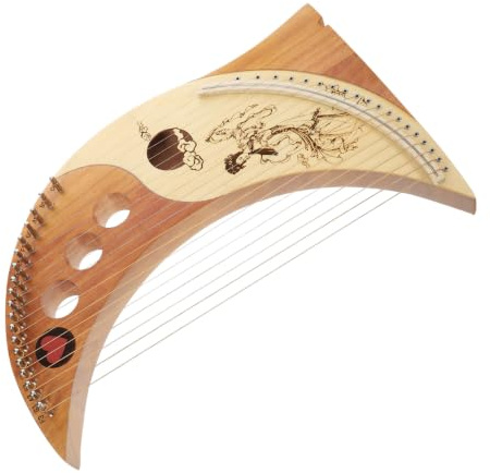 Holzleierharfe 19-saitige Harfe mit 19 Metallstrings Geschenkideen | Zedernholz, Tragbar für Unterricht und Straßenmusik, 1 Satz mit Ersatzsaiten, Stimmstab, Handbuch Zufällige Farbe