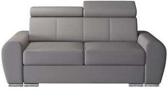 Schlafsofa Apollo 2, Sofa mit Schlaffunktion, Farbe: Weiß, Kunstleder