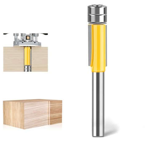 6mm Shank Twin Bearing Trimming Router Bit – Dual Flute Straight Wood Milling Cutter, 20mm Cutting Length for Edge Banding