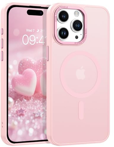 YINLAI für iPhone 15 Pro Hülle Kompatibel mit MagSafe,Rosa/Pink | Magnetische | Matte Transluzent Rückseite | Stoßfest,Kratzfest Robust | Militärstandard Handyhülle für iPhone 15 Pro 6.1