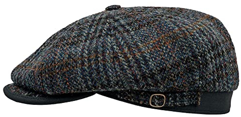 Sterkowski Malone | Tweed Schlägermütze | Schiebermütze Herren Flat Cap Flatcap Mütze Männer Wintermütze Hut Shelby Baskenmütze 59 Blau
