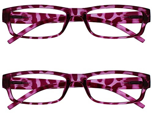 OPULIZE Die Lesebrille Unternehmen Rosa Schildpatt Leicht Komfortables Leser Wert 2er-Pack Designer Stil Herren Frauen UVR2PK032PK +1,50