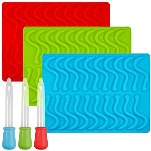 Moldes de silicona para gominolas Senhai, con 3 cuentagotas, 3 unidades, ideal para hacer cubitos de hielo, gelatina, bombones, jabones, tartas o cera