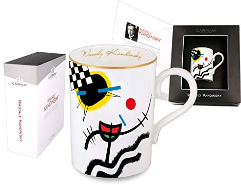 CARMANI - Teebecher, perfekte Keramik, feiner Knochen China, Coffe Tassen mit Wassily Kandinsky Kontrastierende Geräusche 400ml
