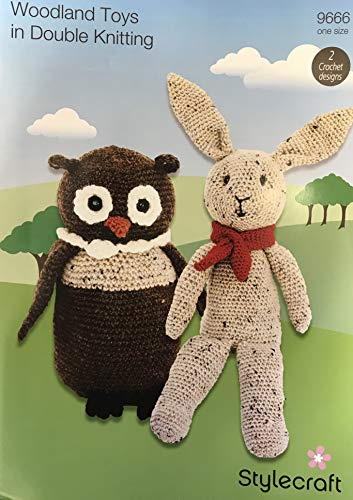 Stylecraft Woodland Toys in Double Knitting Pattern 9666 - Hare and Owl in Life DK, One Size, 2 Crochet Designs
