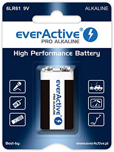 EverActive - Batterie alcaline Pro da 9 V, blocco 6LR61 6F22, alte prestazioni, durata 5 anni, 1 blister