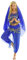TiaoBug Damen Prinzessin Kostüm Set Pailletten Crop Top + lange weite Hose + Stirnband mit Strass Verkleidung für Karneval Fasching Cosplay Party Tanz Royal Blau Bauchtanz Set Einheitgröße
