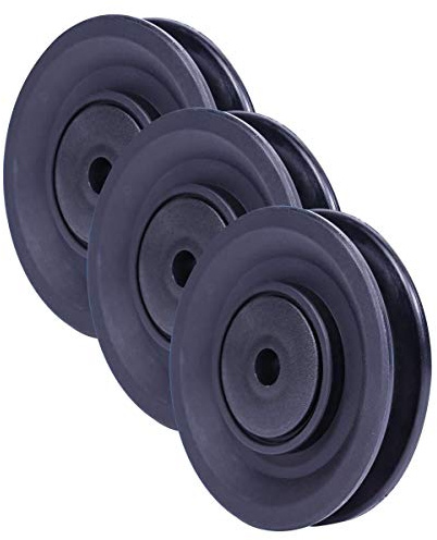 GORILLA SPORTS® Riemenscheiben 3er Set, 90 mm, Kugellager, Kunststoff | Universal als Umlenkrolle und Drahtseilrolle für Kraftstationen und Kabelmaschinen, 25 mm dick; Seilrolle, Ersatzrolle