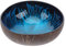 Natural Coconut Shell Decorative Bowl for Key Storage, Candy Container and Nuts Holder - Blue Pattern, 5.3 Inches Diameter