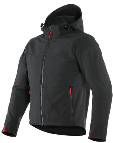 Dainese - Ignite Tex Jacket, Motorradjacke Herren, Wasserdichtes und Atmungsaktives Fleece, Motorrad Regenjacke, Schulter und Ellbogenprotektoren, Reflektierende Details, Schwarz
