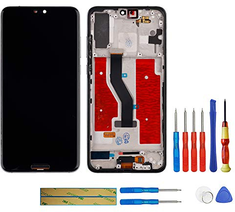 swark Compatible con pantalla LCD Huawei P20 Pro, pantalla táctil, digitalizador de cristal + herramientas (negro con marco con huellas dactilares TFT)