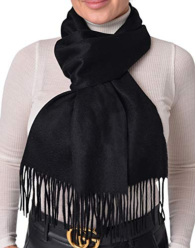 Pari De Luxe Weicher & warmer 100% Kaschmir Schal in Schwarz - Hochwertiger & edler Cashmere Schal 100% für Damen & Herren XXL - 35X200 cm - Zeitlos und Klassisch