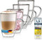 Doppelwandige Tasse 300ml Teetasse Thermotasse Kaffeetasse Glastasse mundgeblasen von Dimono® (4 Stück)