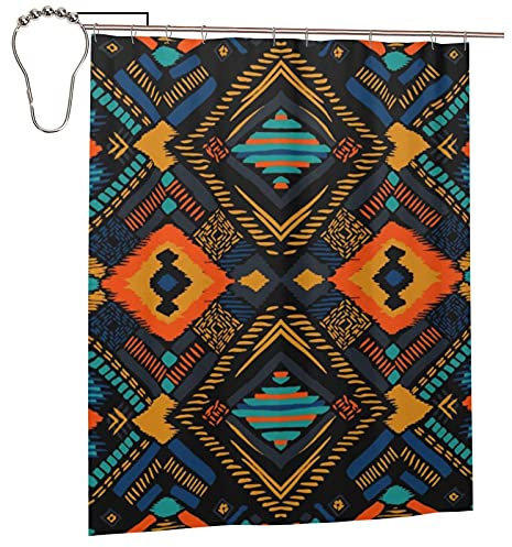 DLJIYZX Rideau De Douche Motif Africain Rideaux De Douche pour Salle De Bains Décor Imperméable Polyester Tissu Rideaux De Bain 152X183 CM