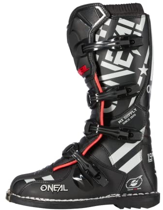 O'NEAL | Stivali Motocross | MX Enduro | Protezione suola in metallo, fibbie facilmente regolabili | TRIBUTE Boot SQUADRON V.21 | Adulto | Nero/Grigio | Taglia 44/10.5