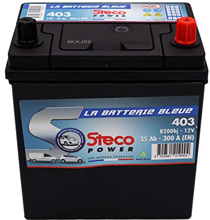 Stecopower 403 Batterie 12V 35Ah 300A, Gamme Asiatique, 196mm x 134mm x 226mm