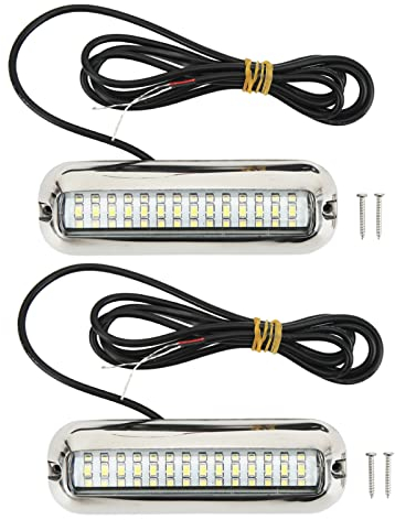 Marinebootslichter, 42LEDS 1500LM IP68 wasserdicht Unterwasser LED Licht 120° Weitwinkel Navigationslichter für Boote Rostfreier Stahl Unterwasser Ponton Heckleuchte für Kreuzfahrt(Weißes Licht)