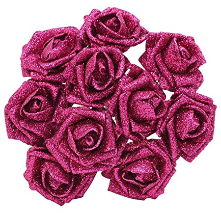 Equirider 10Pcs Glitter Foam Rose Artificial Flowers Bouquet Wedding Decoration Flower Rose Home Decoration Fake Rose Flower