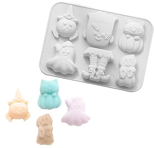 Süße Grusel Figuren Motiv-Silikonform für Eiswürfel & Backen - 6 Figuren - Halloween, Karneval & Motto-Party