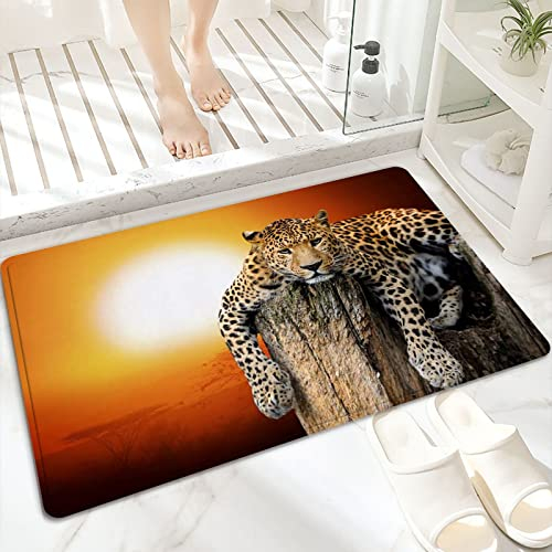 ANNKOOT Badematte, rutschfest Waschbar Badezimmerteppich 60x100 cm,Leopard, der auf einem Baum sitzt,Badvorleger mit Wasserabsorbierenden, Weichen Mikrofasern für Badewanne, Dusche und Badezimmer