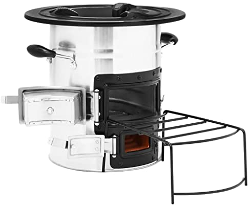 vidaXL Cocina Leña Camping Estufa Tienda Campaña Parrilla Hornillo Interior Exterior Chimenea Calefacción Acero Inoxidable Plateado