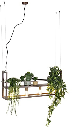 Qazqa Smart Esstisch led Industrie Pendelleuchte, Pendellampe - Cage Rack - Rostbraun, Landhausstil, 2700K - 6500K, dimmbar, 4-flammig, 100cm, Ideal als Esszimmerlampe, Küche lampe, Schlafzimmerlampe