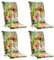 Gartenstuhlauflagen Hochlehner 4er Set - 120 x 50 cm - Mehrfarbig - Baumwolle - Polyester - Blumenmuster - Sesselauflage Sitzpolster Stuhlauflage