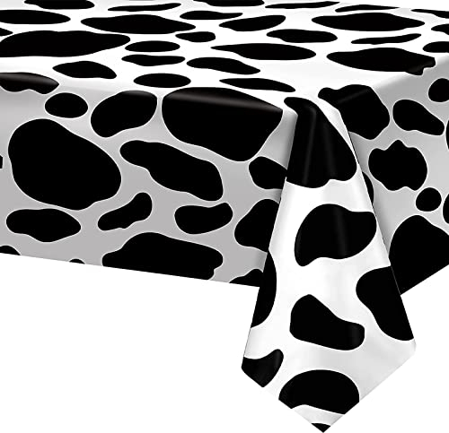 POPOYU 137 X 274 cm Kuh Plastikdecke,Tischdecke Safari,Tischdecke Kuh für SafariThema Partydekorationen,Tischdecken Dschungel Kindergeburtstag für Dschungel Safari Geburtstag Party Zubehör