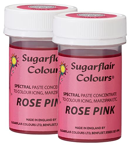 Sugarflair Spectral Rose Pink Food Colouring Paste, Highly Concentrated for Use with Sugar Pastes, Buttercream, Royal Icing or Cake Mix, Vibrant Colour Dye - 25g (Pack of 2)