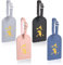 Lot de 4 étiquettes de bagage, étiquettes d'adresse, étiquettes de bagage, en cuir, identification des bagages en voyage, rose