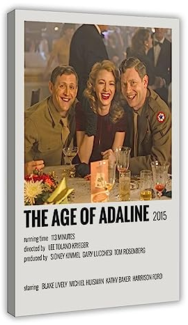 EDSC Film The Age of Adaline Vintage-Poster 2 Leinwand Poster Schlafzimmer Dekor Sport Landschaft Büro Zimmer Dekor Geschenkrahmen: 60 x 90 cm