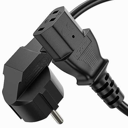 conecto Stromkabel Kaltgerätekabel 3 Polig, 5,0m, Schutzkontakt Netzstecker Stecker auf Kaltgerätekupplung C13 Buchse, Strom Kabel Netzkabel Netzteil für Monitor PC Drucker, Schwarz