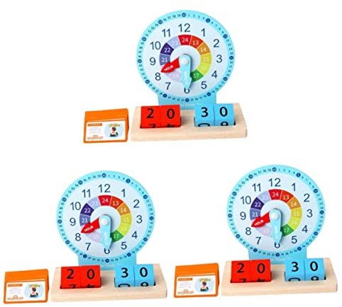 ibasenice 3 Sätze Lehrmittel für Uhren kinderuhren aus Holz Übungsuhr Spielzeug Modelle Uhr für Kleinkinder Cartoon-Kleinkind-Uhr Puzzle hölzerne Uhr kleine Uhr Kinder Uhr Schüler Papier