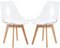 H.J WeDoo 2er Set Transparente Esszimmerstühle im Skandinavischen Stil, 2 Küchenstühle Massivholzbeine aus Buche mit Weißem PU Leder Sitzkissen