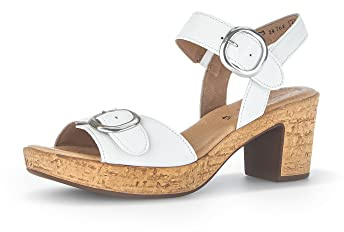 Gabor Damen Riemchensandalen, Frauen Sandalen,Best Fitting,offene Schuhe,Strandschuhe,Sandaletten,Sommersandalen,Absatz,Weiss,40 EU / 6.5 UK