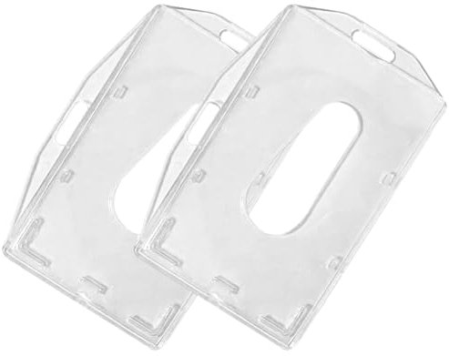 BOJIUSARL 2 Pcs Porte Badge Transparent, Porte-Cartes en PC Plastique dur, Vertical et Horizontal, Cartes Porte-Badge Pour Id D'école De Bureau Cartes de Crédit Licences Passes