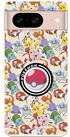 Étui compatible avec Google Pixel 8 Motif Poké Ball officiel pour protéger votre téléphone portable Coque en silicone transparent souple avec licence officielle Pokémon
