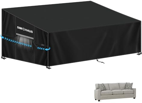 SIMPHAUS Abdeckung Gartensofa 3 Sitzer Abdeckung für 3-Sitzer-Loungesofa Schutzhülle Abdeckung für Rattan Lounge 3er Sofa Hülle Garten Couch Andeckung Wasserdicht 420D Oxford Gewebe 205x85x81/61cm
