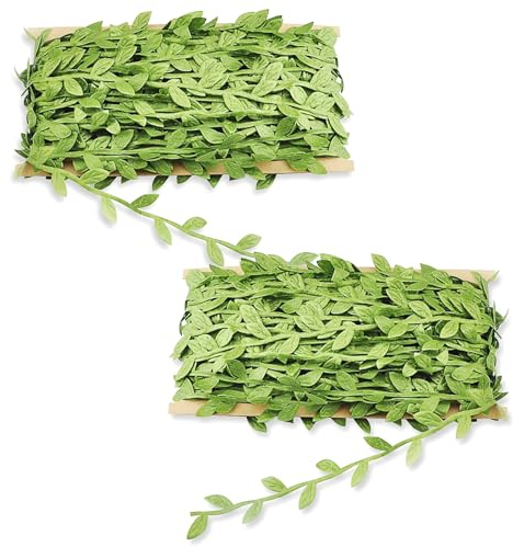 Elegance-go Vignes Artificielles,20 Mètres Feuille Vigne Guirlande Vignes Artificielles Ruban Feuille Corde à Feuilles Vertes pour Décorer Le Jardin de Mariage,Emballage Cadeau