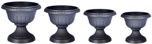 pokm toolsmarket - ⌀46cm Pflanzkübel Pflanzpokal, dekorative Amphore, Pflanzgefäß Schale Vase Topf auf Fuß, Farbe Anthrazit, Blumentopf Roma No. VI