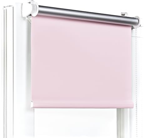 Fenster DEKOR - Rollos Für Fenster Ohne Bohren Bleich rosa - Verdunkelungsrollo B45 x H120 cm - Klemmrollo Verdunkelung - Fensterrollo Für Balkontüren - Verdunklungsrollo Leicht Zu Installieren