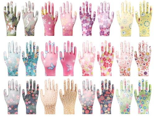 HDGSAFD 12 pares de guantes de jardinería para mujer, impermeables, guantes de limpieza para mujer, guantes de jardinería, guantes de trabajo ligeros
