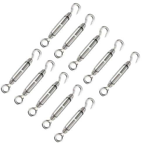 Spannschlösser,Spannschlösser Edelstahl, Draht Spanner Aus Edelstahl,Seilspann, Seilspanner,Seilspanner Edelstahl,Spannschloss Drahtspanner,Drahtseil Spanner,Drahtspanner Mit Haken(M4,10 Stück)