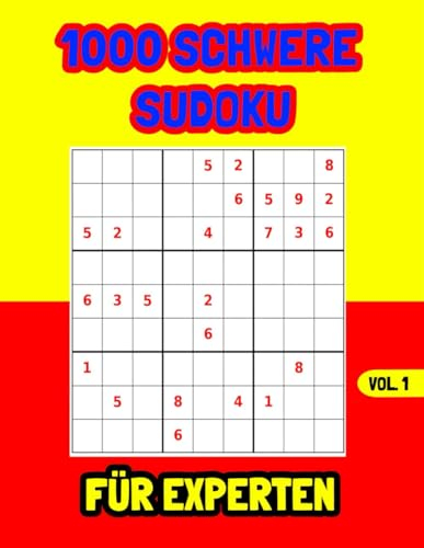 1000 Sudoku Rätsel für Erwachsene: Sudoku Buch mit schweren Rätseln und Lösungen