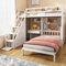 Etagenbett 90x200 mit Schreibtisch und Bücherregal, Kinderbett mit 4 Speicherung Treppe, Hochbett für 2 Kinder Stockbett mit Rausfallschutz & Lattenrost, Funktionsbett Jugendbett, ohne Matratze, Weiß