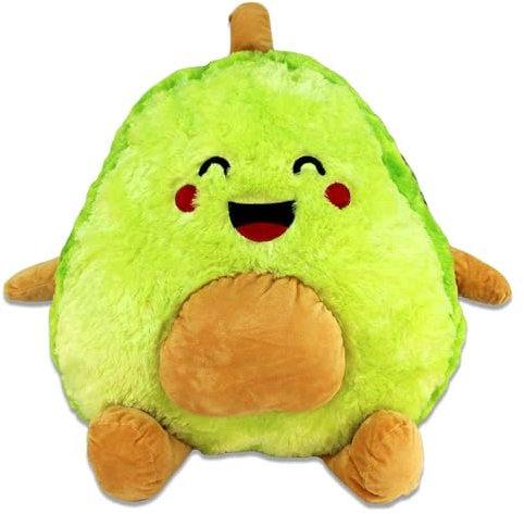BEMIRO Avocado Kuscheltier mit Comic Gesicht – Ca. 50 cm Groß, 4 Gestickte Motive Wählbar, Mit Schlaufe (Happy)